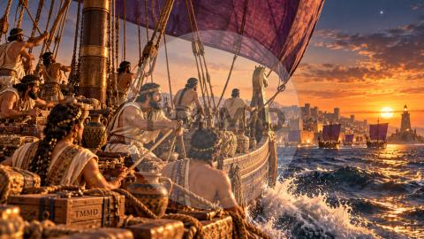 Phoenician Ship at Dusk