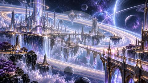 City Among Luminous Rings