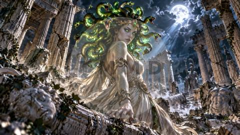 Medusa entre mármoles lunares / Medusa Among Lunar Marbles