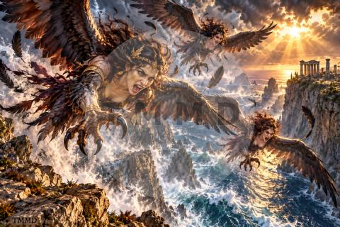 Arpías en los acantilados del viento / Harpies on the Wind Cliffs
