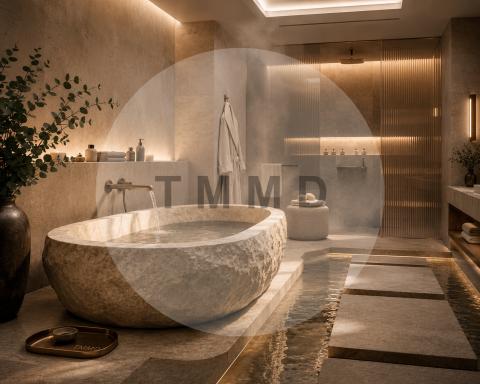 Spa residencial de piedra y vapor