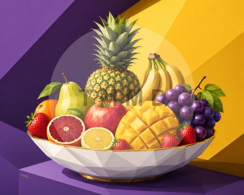 Tazón tropical low poly