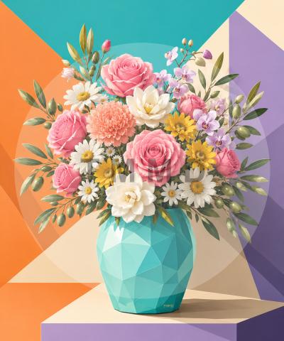 Turquoise Vase Spring Bouquet