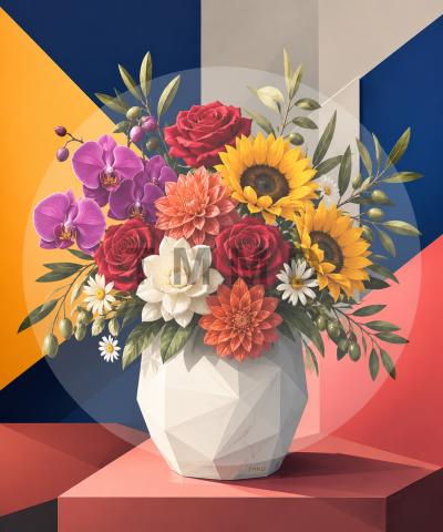 White Vase Gallery Flowers