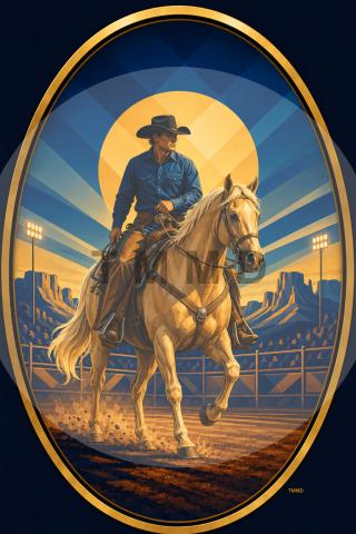 Caballo palomino del rodeo