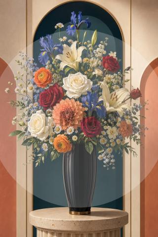 Art Deco Vase with Luminous Garden