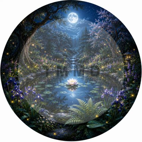 Moonlit Firefly Peace Pond