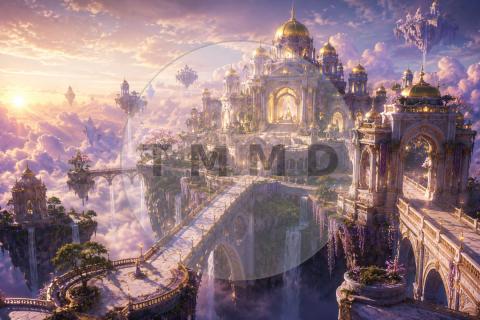 Celestial Monastery Above Violet Clouds