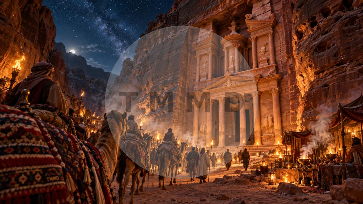 Petra encendida por antorchas