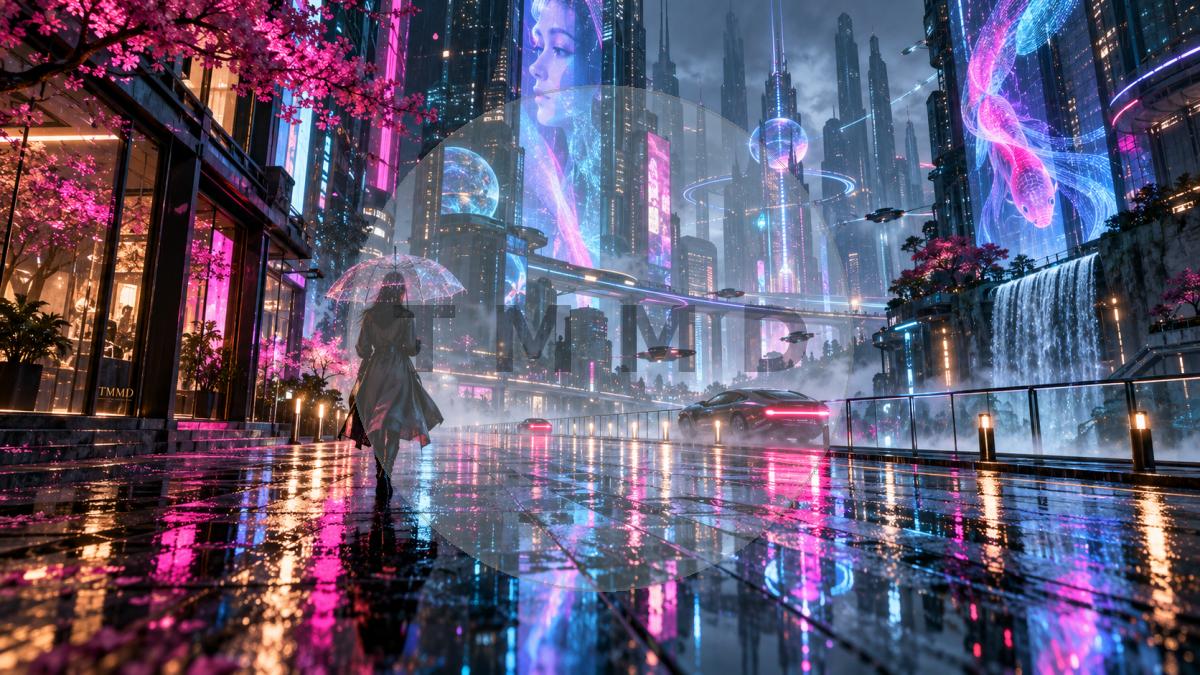 Ciudad de lluvia neón