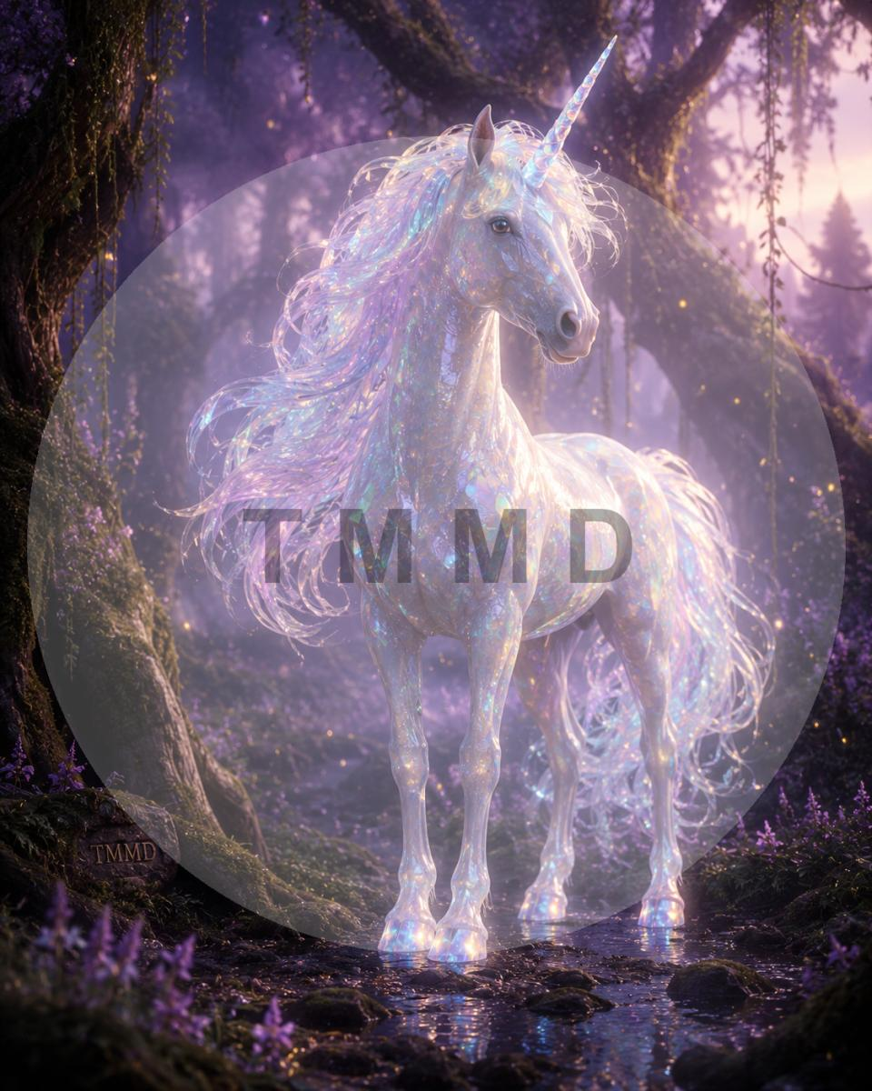 Unicornio de Ópalo en el Bosque Crepuscular