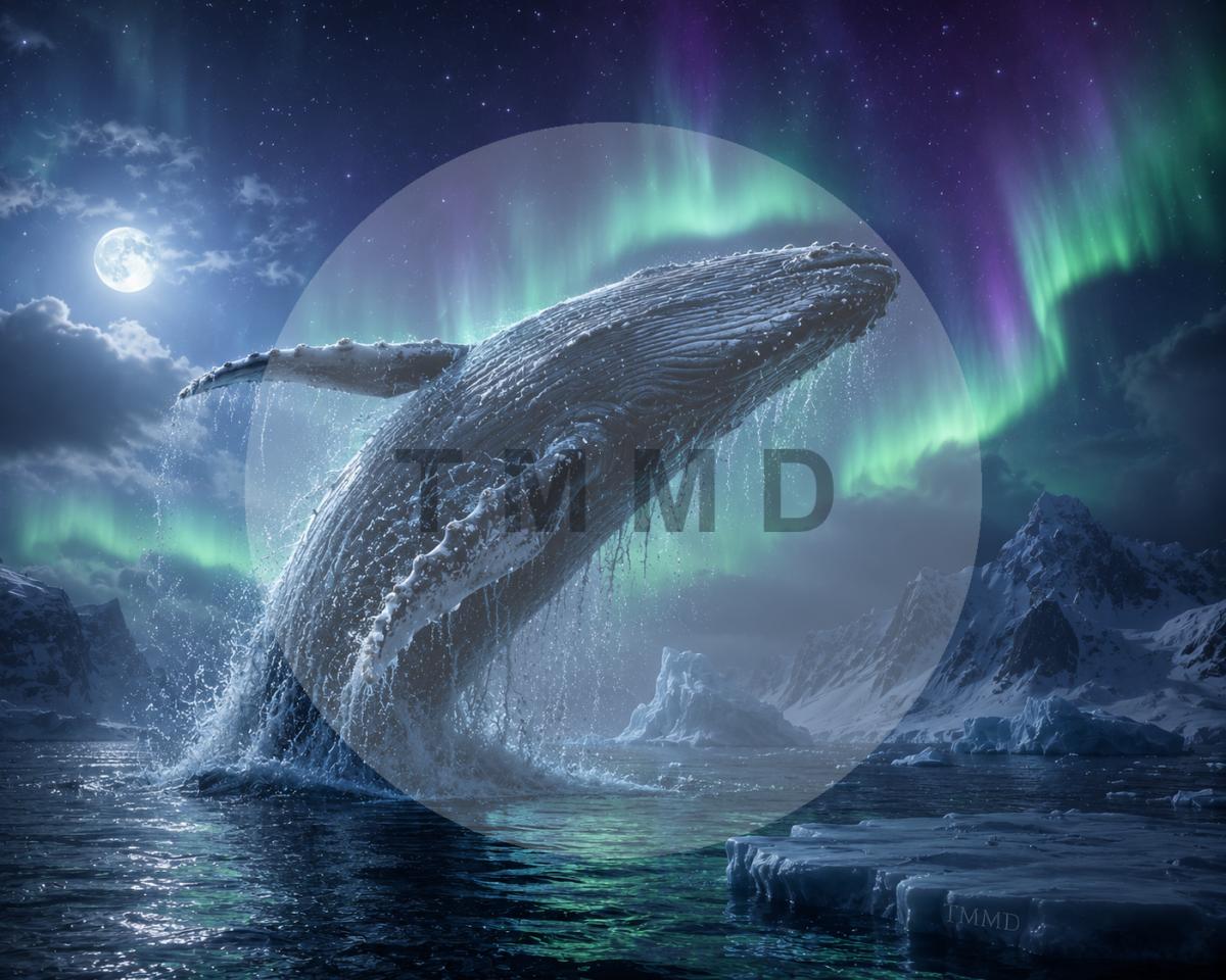 Celestial Whale Beneath Auroras