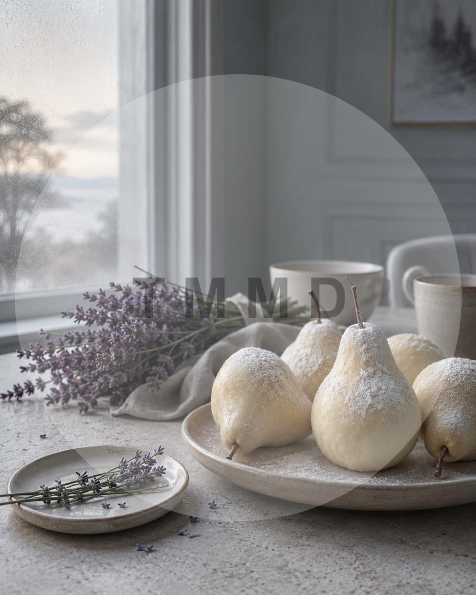 Lavender and Snowy Pears at Dawn