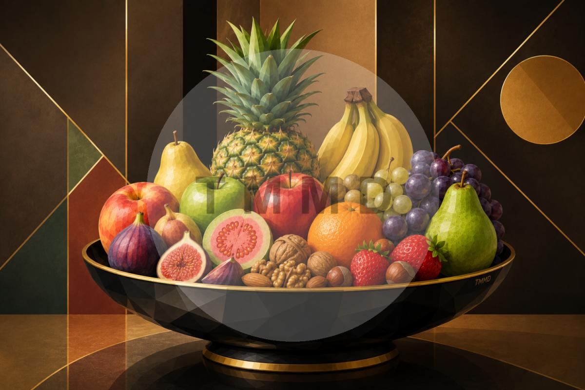 Tropical Still Life in Black Porcelain