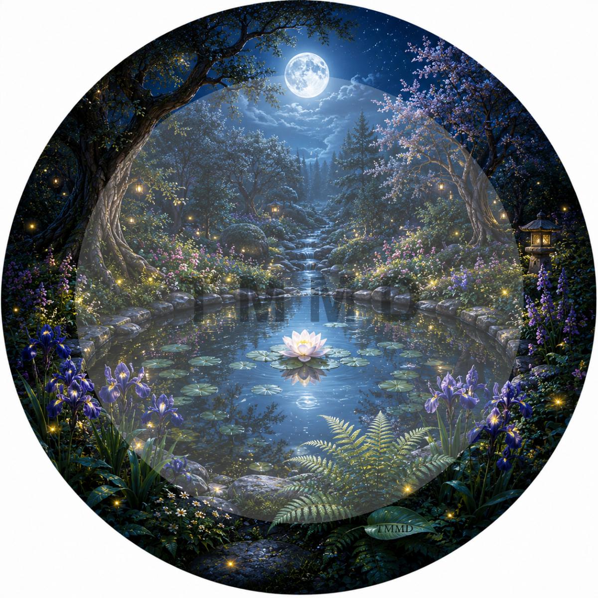 Moonlit Firefly Peace Pond
