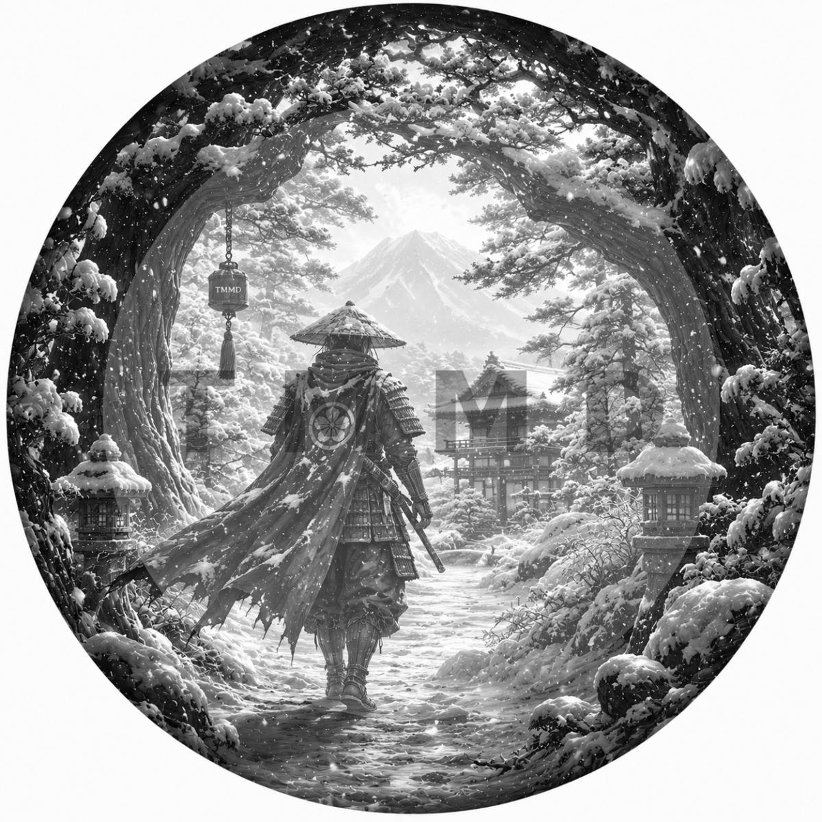 Samurai Beneath Soft Snow Cedars