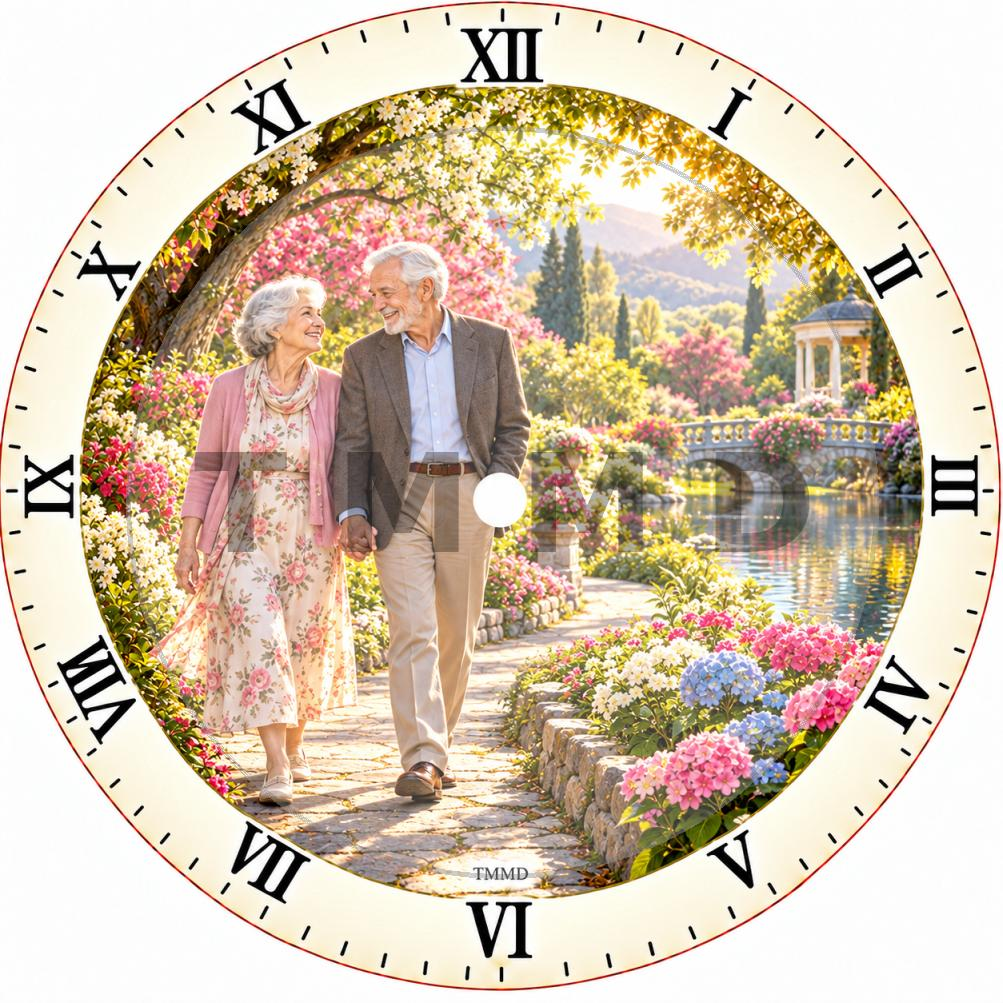 Dreamlike Elderly Couple Holding Hands In A Beauti